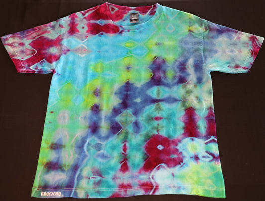 Medium Glitch Ice Dye Tie Dye on a Hanes Beefy Ringspun Cotton T-Shirt