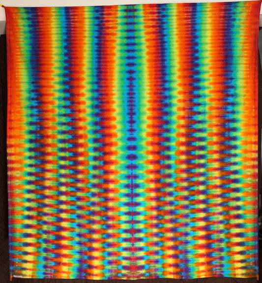 58"X58" (Approximate Measurements before any shrinkage) Trippy Colorful Tie Dye on a Sunshine Joy Cotton Tapestry w/ Hanging Loops