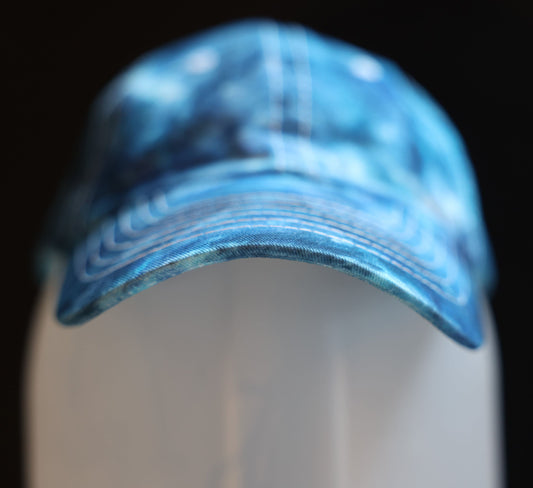 Children's Blues Swirl Dyed/Shaving Cream Dye on a Dalix Youth Cotton Cap