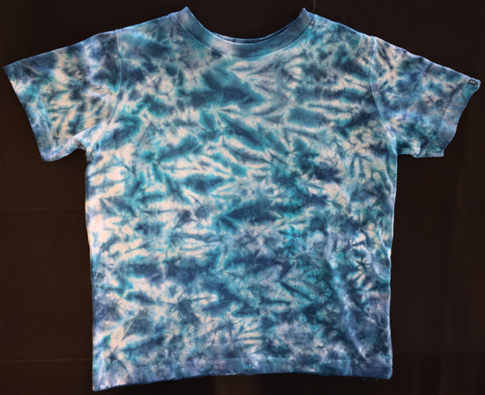 Children's Size 3 Scrunch in Blues Tie Dye on a Rabbit Skins Cotton T-Shirt